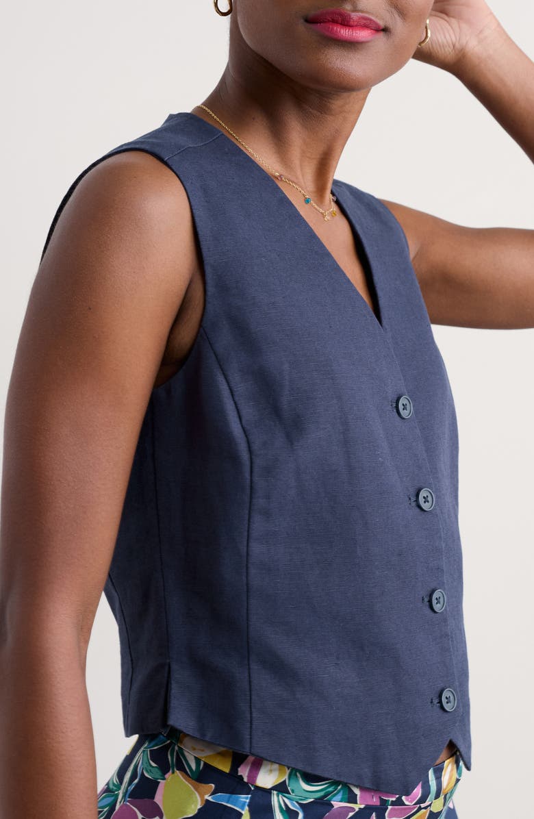 Seasalt Cornwall Erica Linen & Organic Cotton Waistcoat, Alternate, color, Maritime