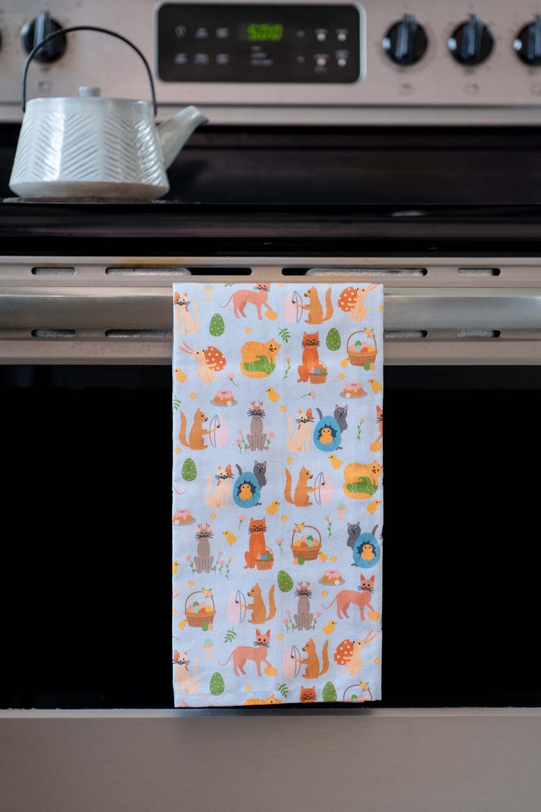 Cat Kitchen Towels, Alternate, color, Easter Kitties