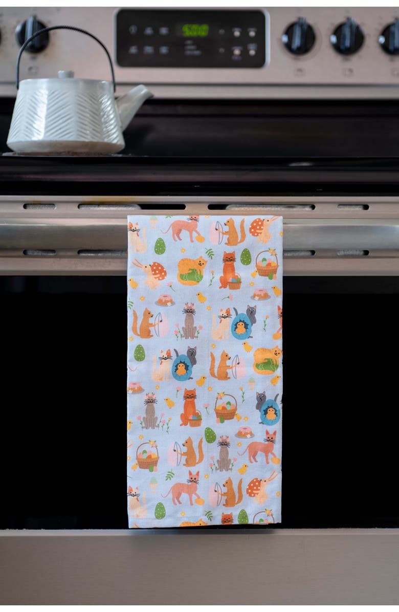 Cattington Cat Kitchen Towels, Alternate, color, Easter Kitties