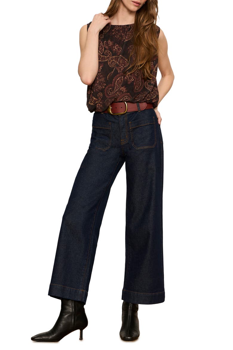 Clover Mesh Bubble Sleeveless Top, Alternate, color, COCOA BROWN PAISLEY