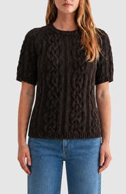Mila Mae Cable Knit Short Sleeve Sweater