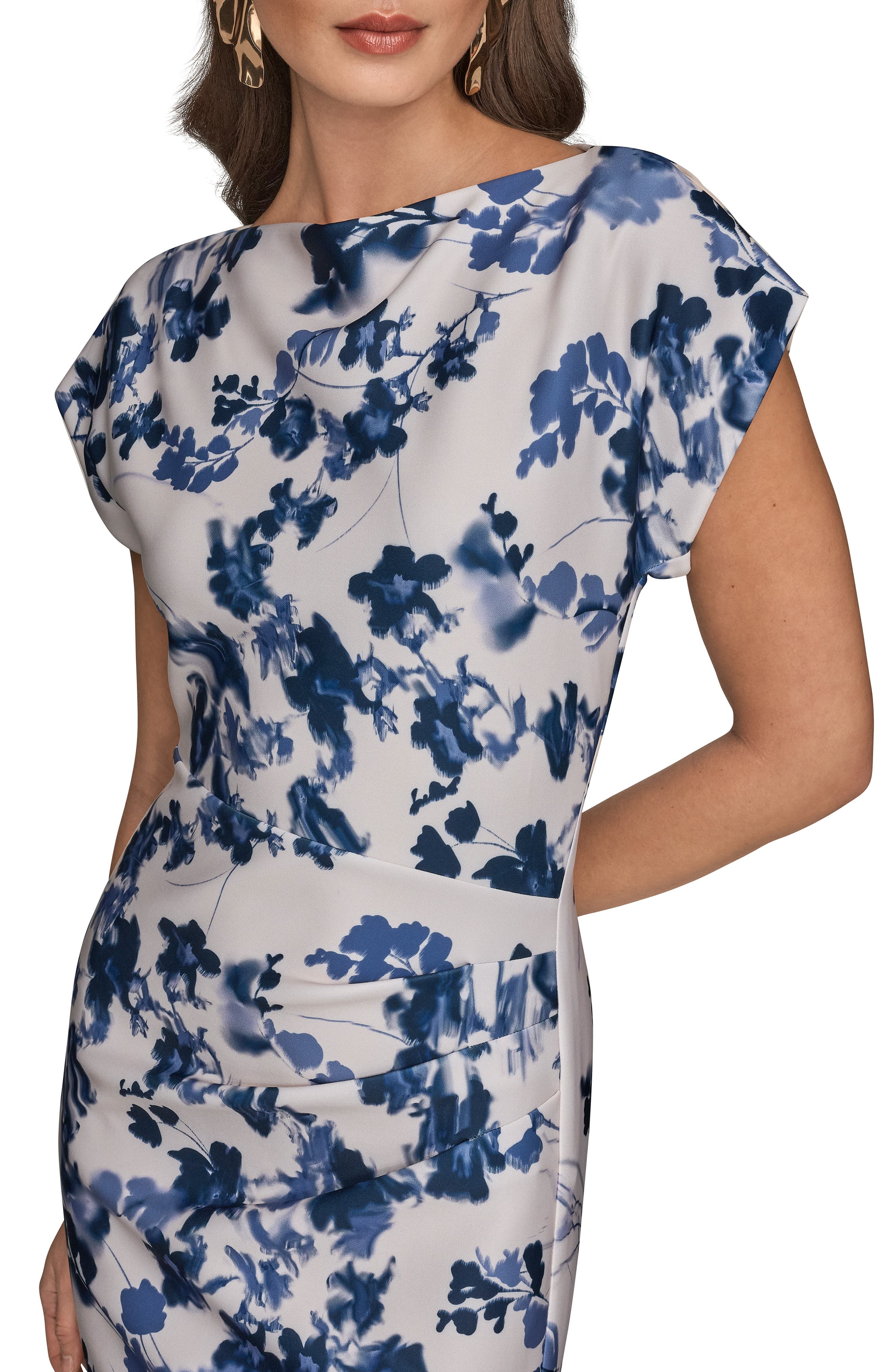 blue floral sheath dress Floral One Shoulder Sheath Dress | Sheath Dress