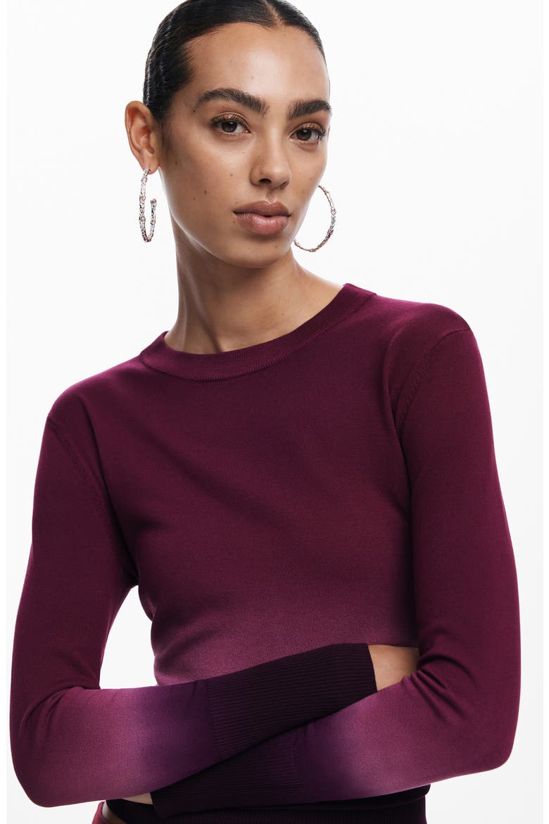 Pearls Ombré Crewneck Sweater, Alternate, color, RED