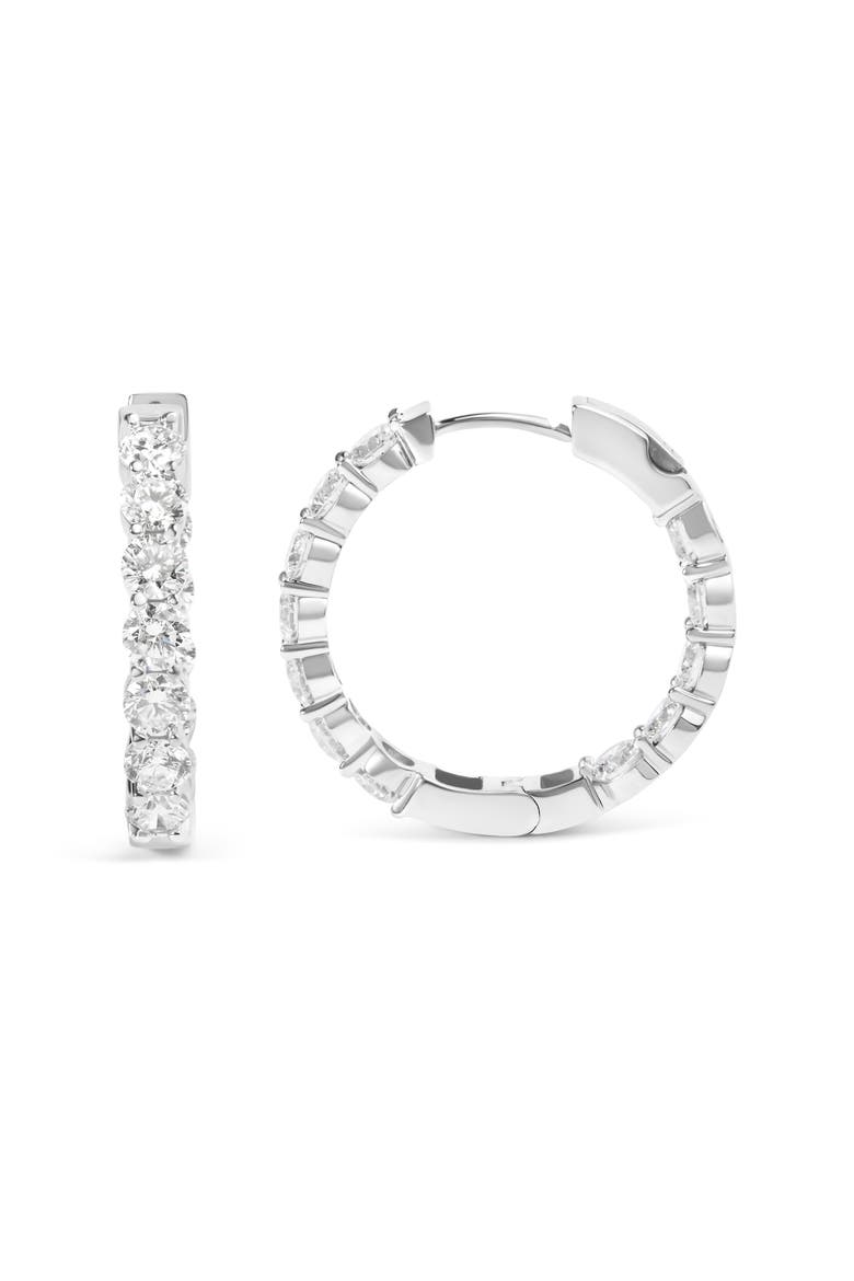 14K White Gold 5.00 Cttw Lab-Grown Diamond Inside Out Hoop Earrings, Alternate, color, White Gold