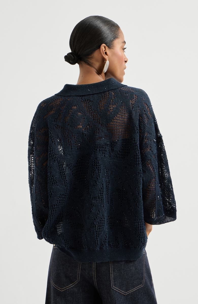 Brunello Cucinelli Dazzling water lilies polo, Alternate, color, Blue