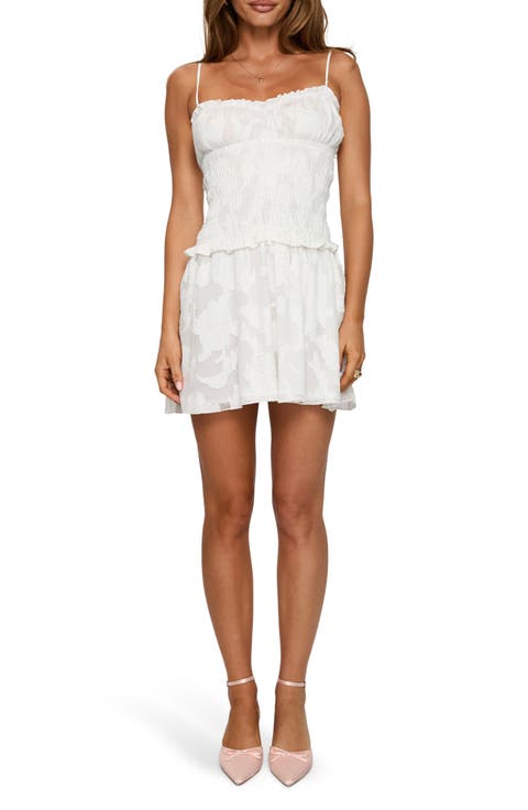 Karmic Floral Jacquard Smock Bodice Minidress