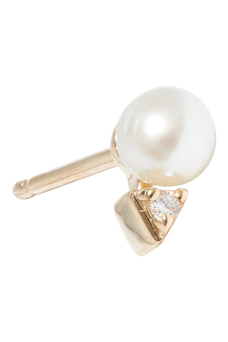 Pearl & Diamond Stud Earrings, Alternate, color, YELLOW GOLD