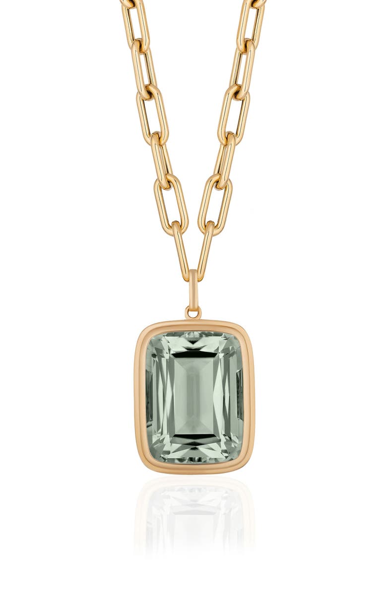 GOSHWARA Manhattan Cushion Pendant Necklace, Alternate, color, Translucent Green