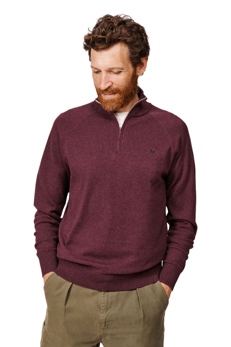 Bonby Zip Neck Sweater, Main, color, Bordeaux
