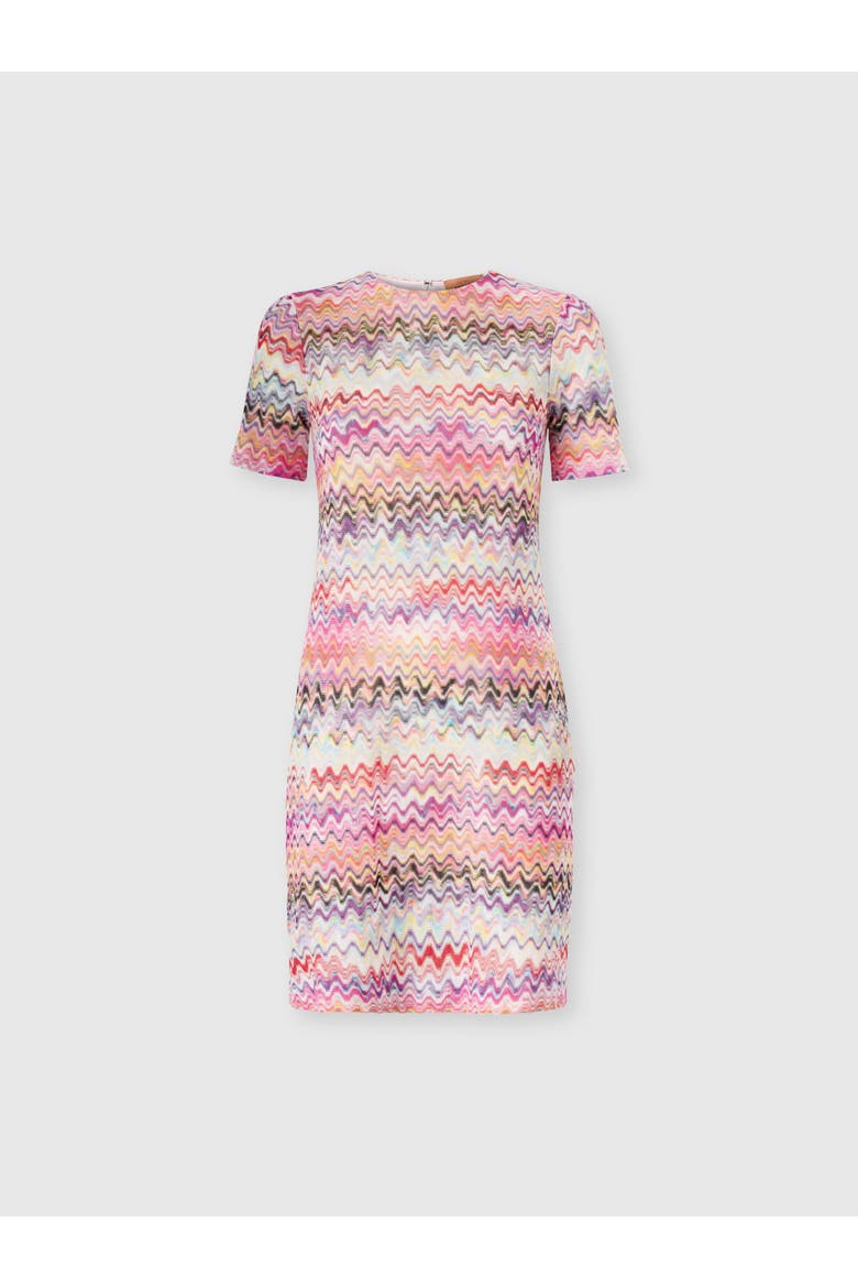 Short Short-sleeve Dress, Main, color, Pink & Multicoloured