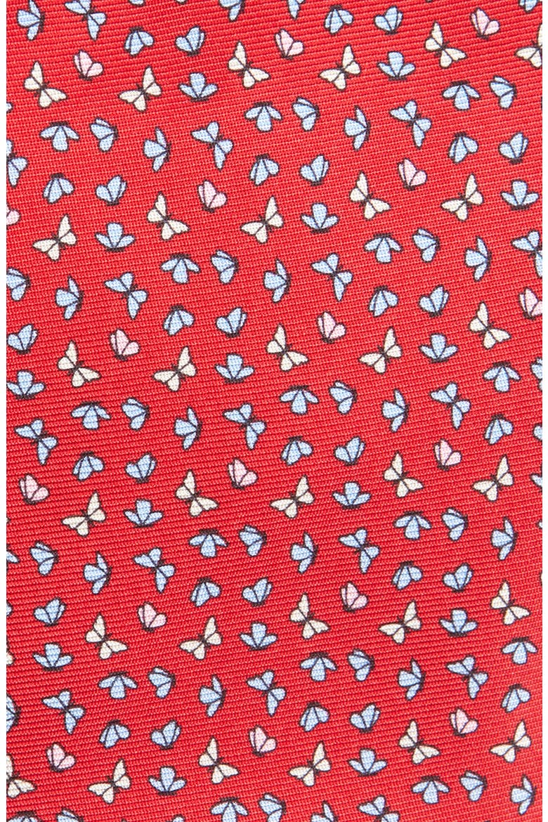 Butterfly Print Silk Tie, Alternate, color, RED