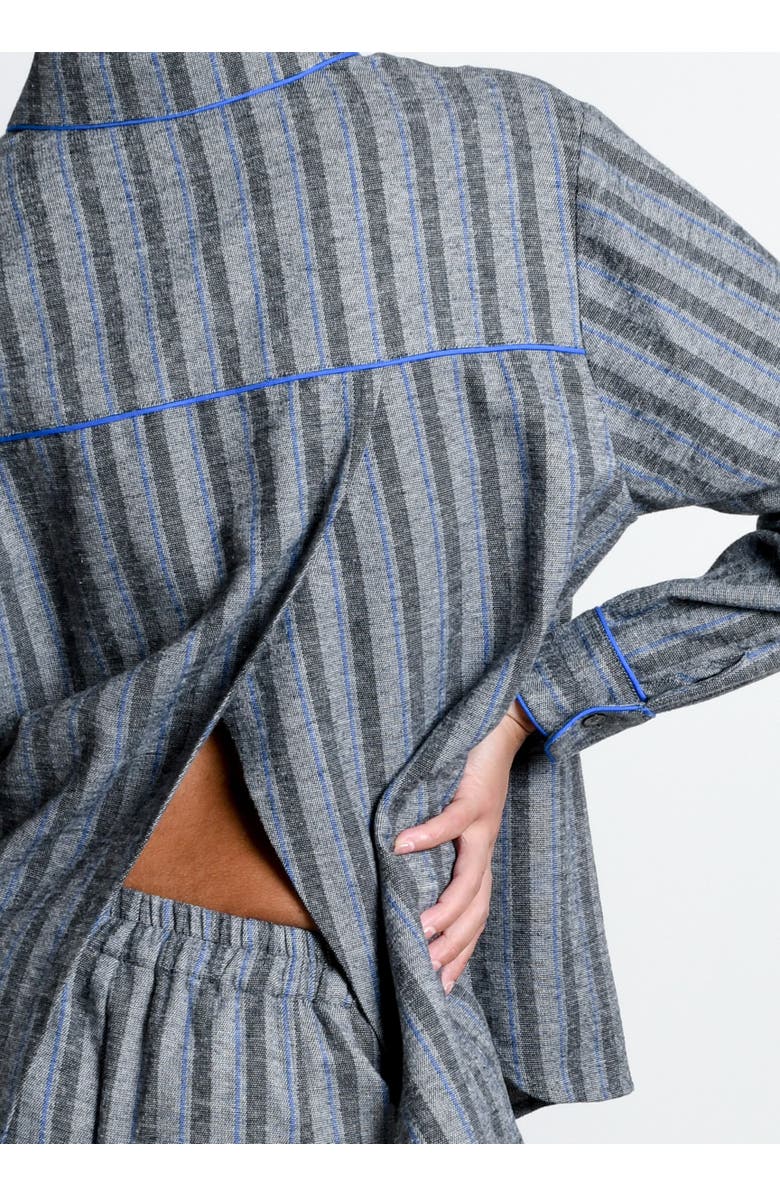 Untitled in Motion Zinia Open Back Button Up Shirt, Alternate, color, Patti Stripe