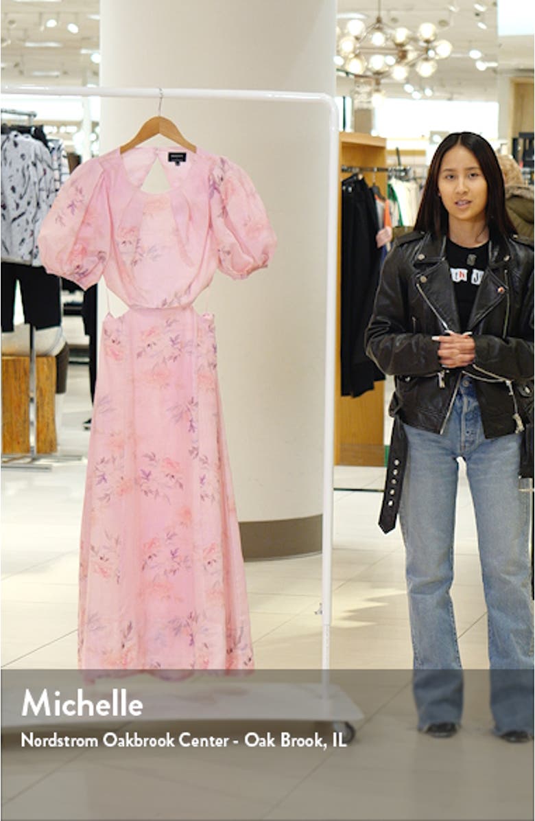 Malina Floral Cutout Puff Sleeve Midi Dress, sales video thumbnail