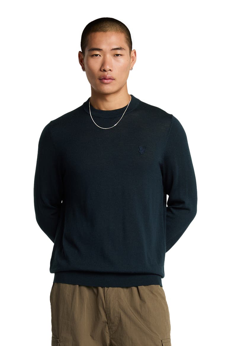 Tonal Eagle Merino Crew Neck Sweater, Alternate, color, Dark Navy
