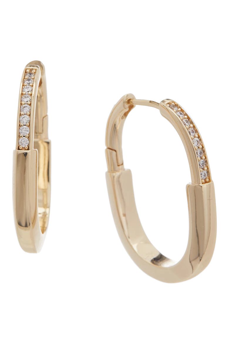 Cubic Zirconia Hoop Earrings, Main, color, GOLD