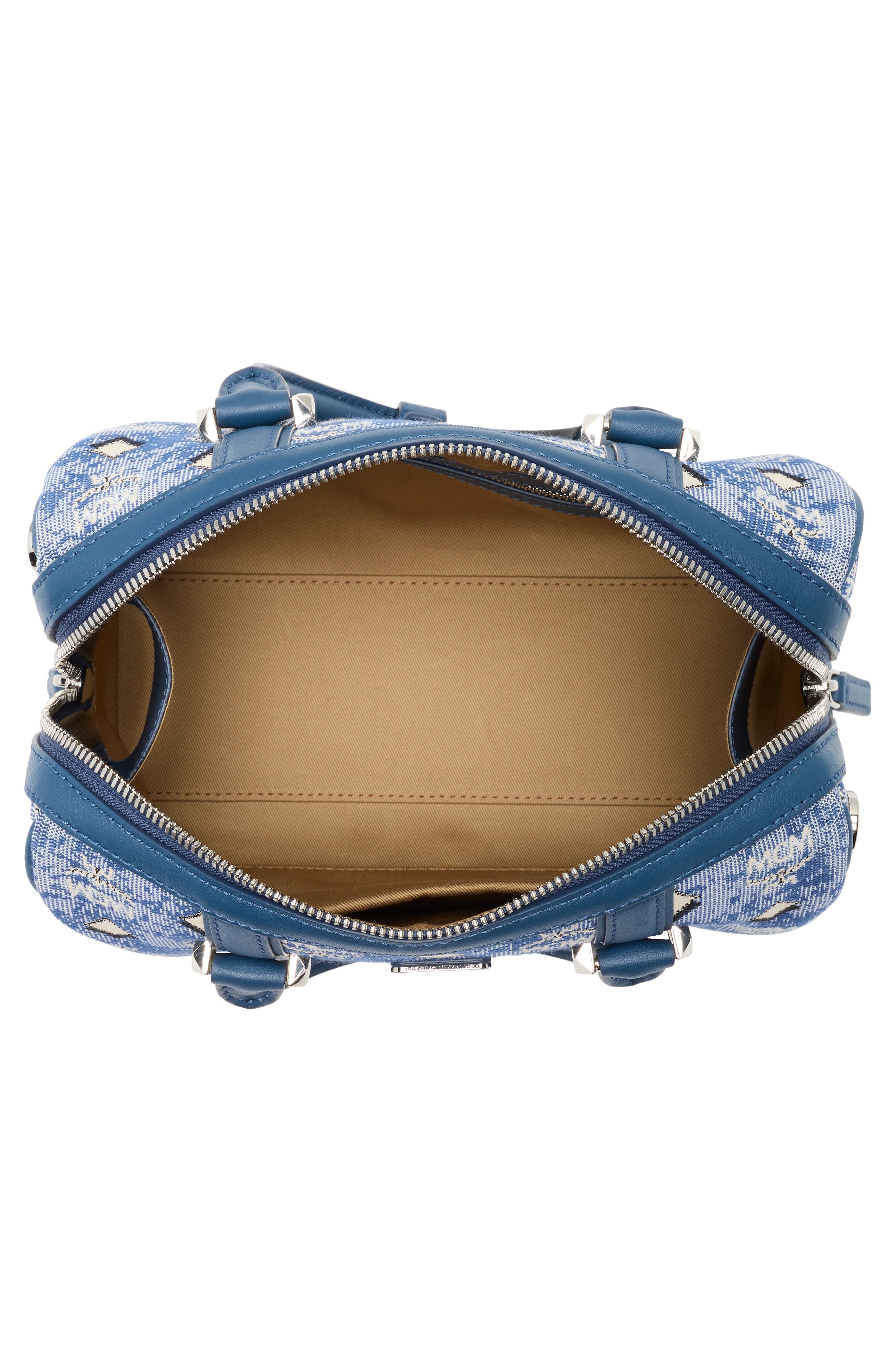 MCM Aren Barrel Bag, Alternate, color, Blue