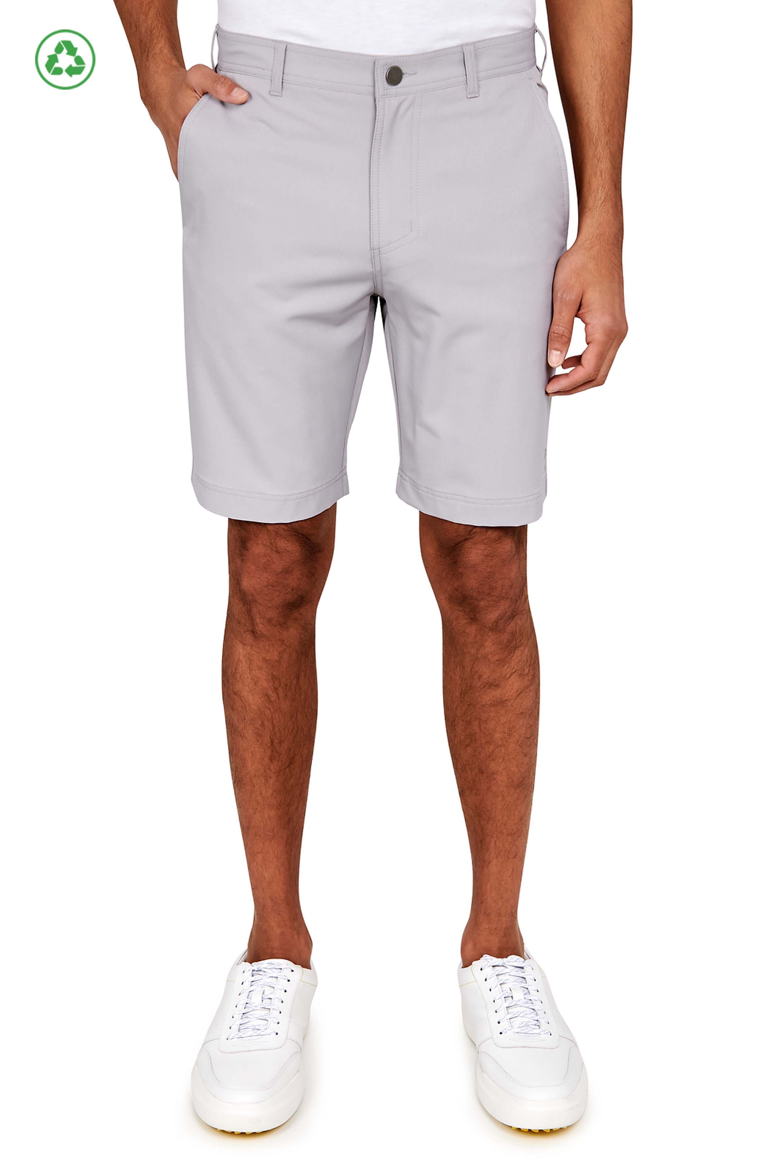 Regular Fit Solid Recycled Performance Flat Front Golf Shorts