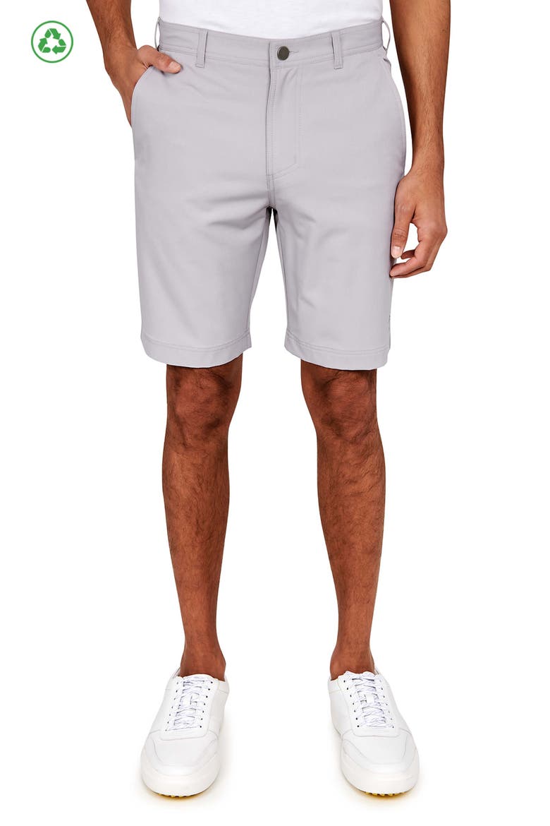 Regular Fit Solid Recycled Performance Flat Front Golf Shorts, Main, color, STONE
