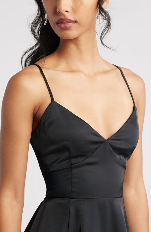 Bp. Lace-up Satin Minidress In Black