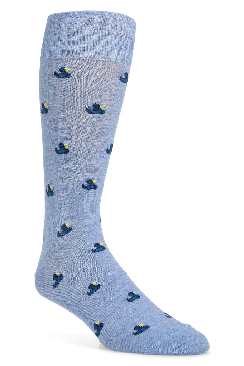 Norbert Duck Cotton Blend Dress Socks, Main, color, TURQUOISE/ AQUA
