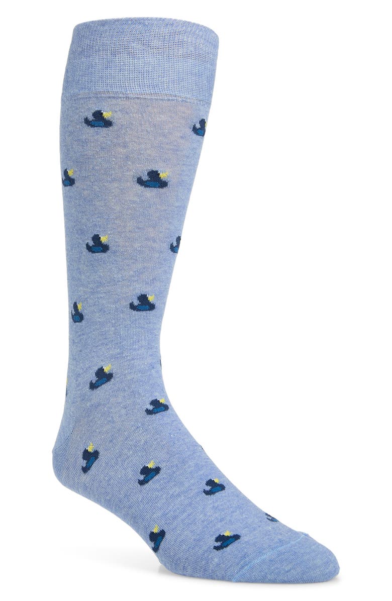 Paul Smith Norbert Duck Cotton Blend Dress Socks, Main, color, Turquoise/ Aqua