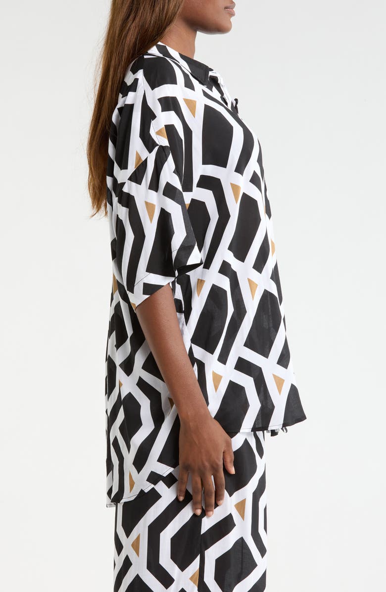 Sea Level Aloha Cover-Up Shirt, Alternate, color, Black Print