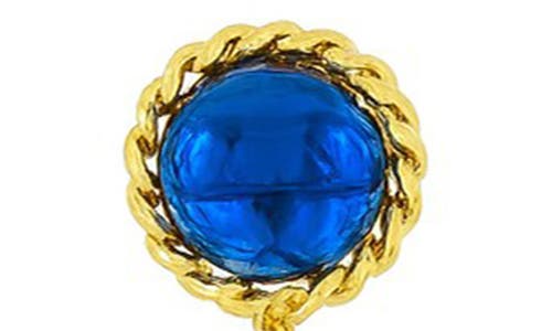 Savvy Cie Jewels 18k Gold Plated Drop Tassel Earrings With Blue Cz In Blue