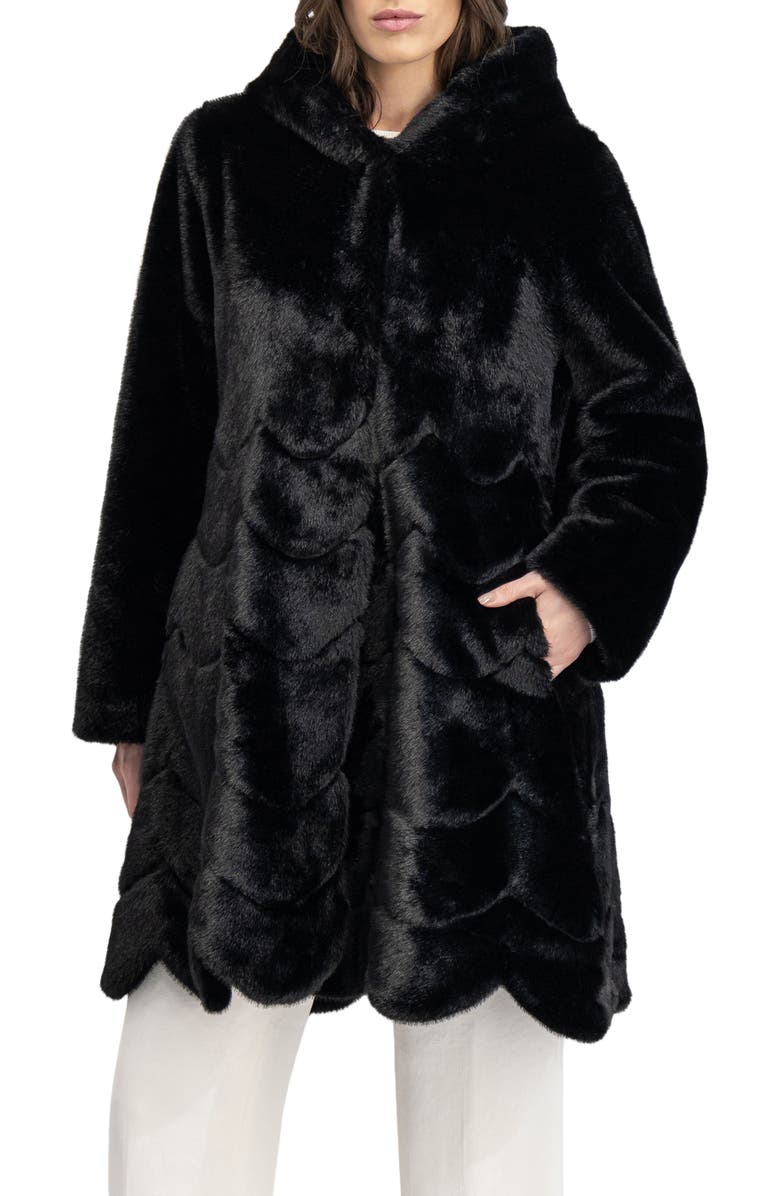 Lyla Grant Fur-Free Mink (Faux Fur) Reversible Coat, Hood, Main, color, Black/Black
