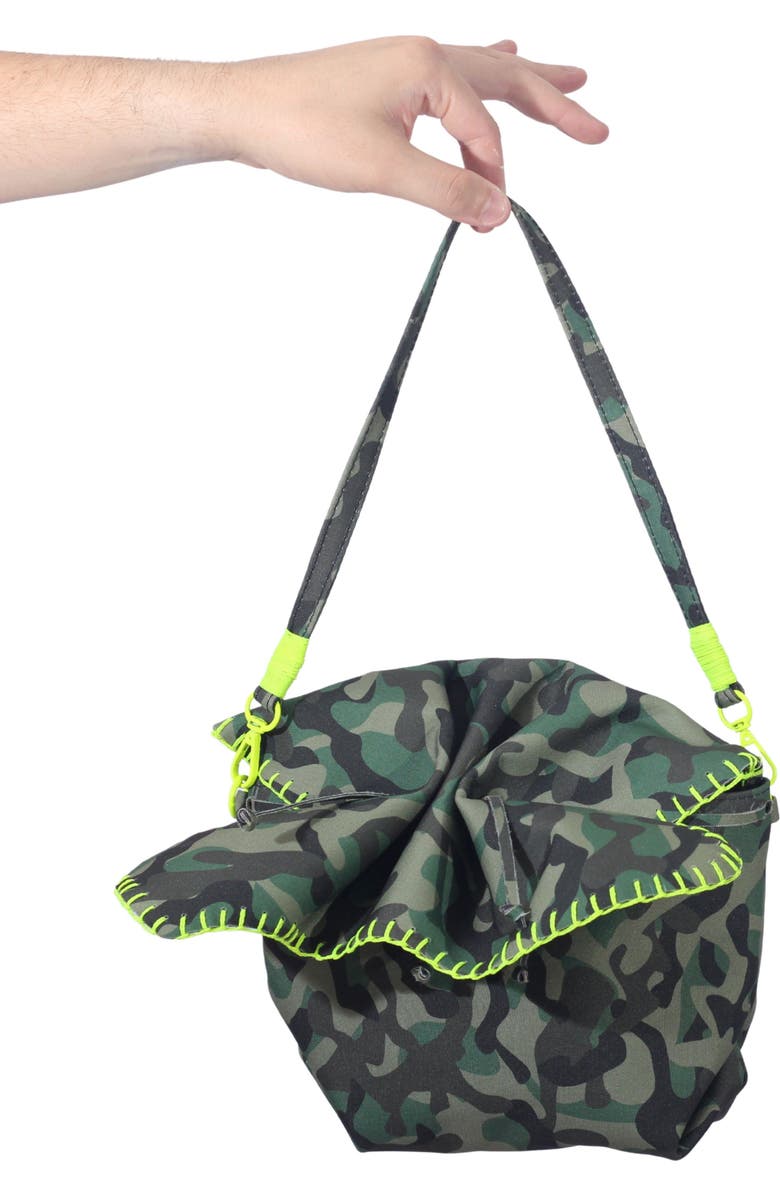 Carlos Falchi Medium Butterfly Suede Leather Bag, Alternate, color, Camouflage