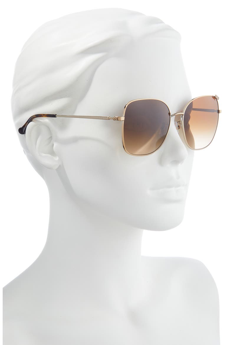 57mm Gradient Square Sunglasses, Alternate, color, SHINY LIGHT GOLD