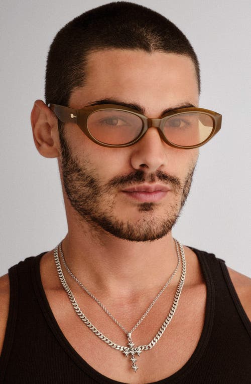 Le Specs Le Bijou 55mm Oval Sunglasses In Brown