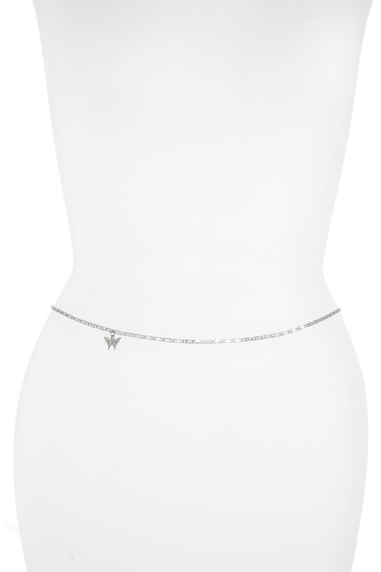 Mariposa Belly Chain, Main, color, SILVER
