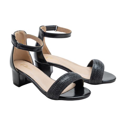 Rhinestone Band Block Heels