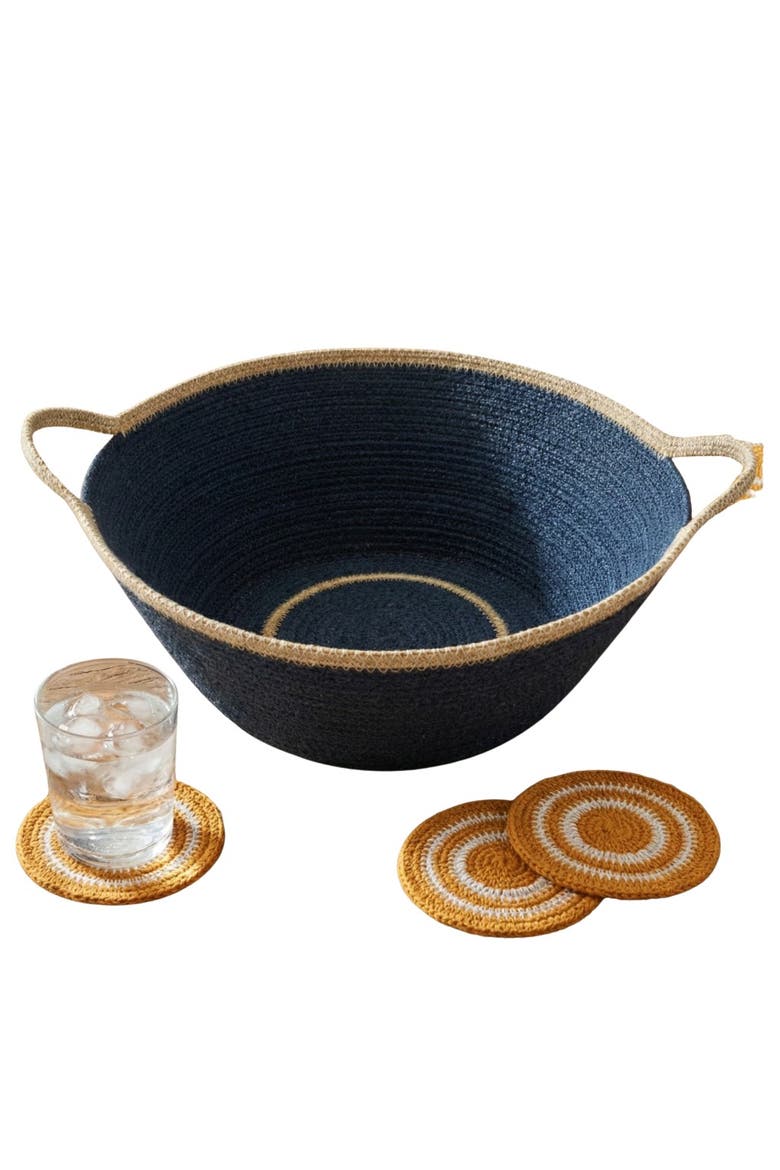 Hydra Woven Seagrass Oversize Bowl with Handles, Main, color, Navy