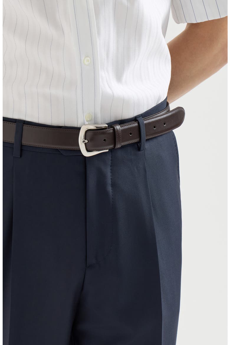 Super 150s virgin wool four season batavia trousers with pleat, Alternate, color, Navy Blue