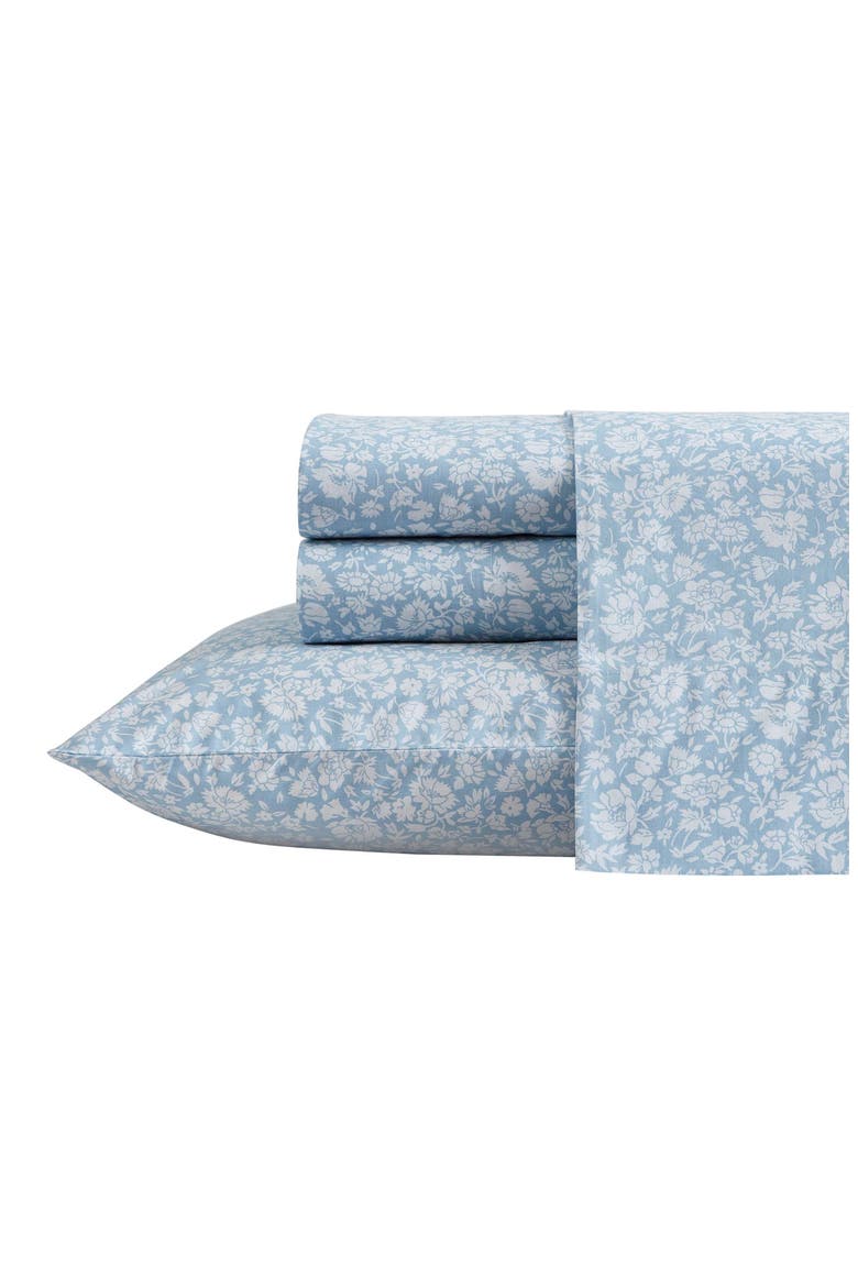 Heirloom Ditzy Cotton Percale Sheet Set, Main, color, BLUE