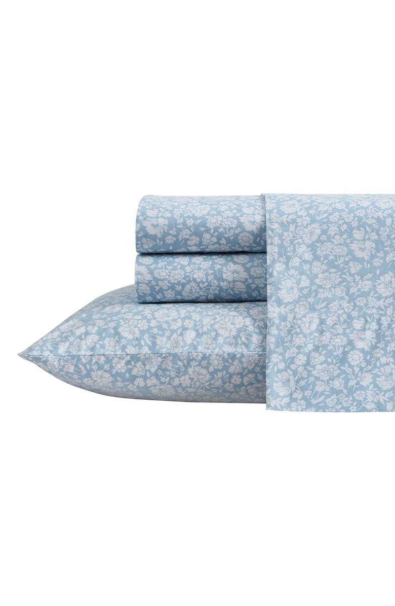 Laura Ashley Heirloom Ditzy Cotton Percale Sheet Set, Main, color, Blue