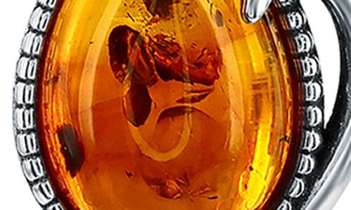 Simona Sterling Silver Amber Cat Pendant Necklace In Metallic