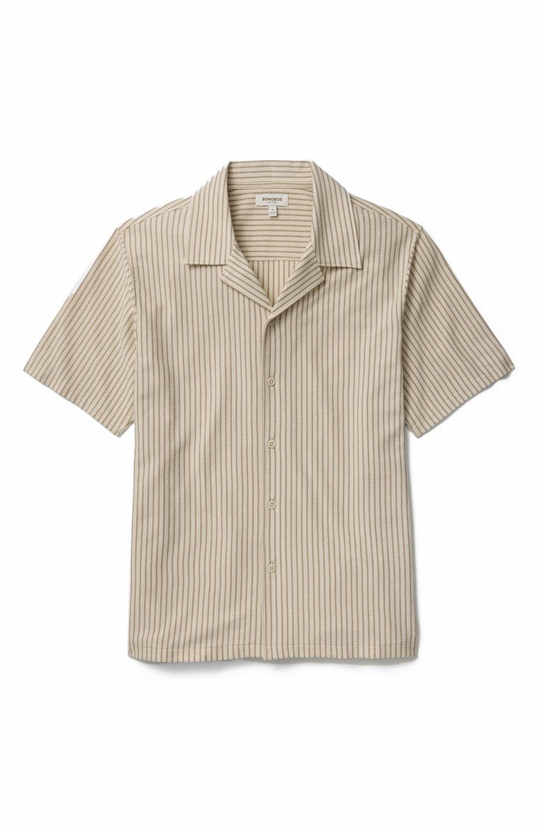 Bonobos Stripe Knit Cotton Blend Camp Shirt, Main, color, Carter Stripe