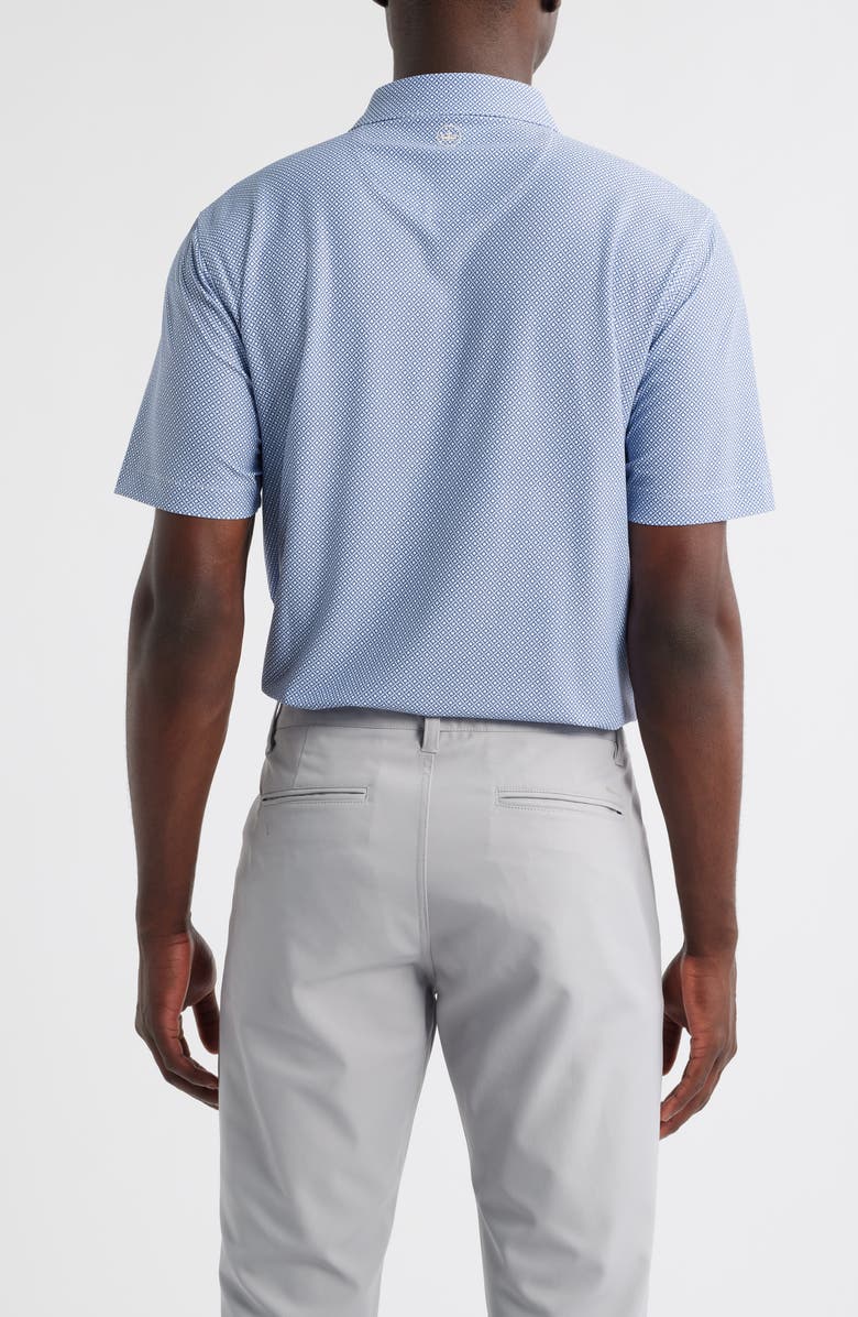 Peter Millar Porta Geo Print Performance Piqué Polo, Alternate, color, White/Blue