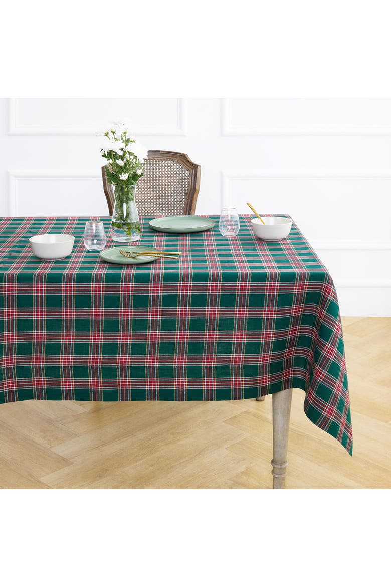 Linen Tablecloth - Green Tartan Plaid, Main, color, Green