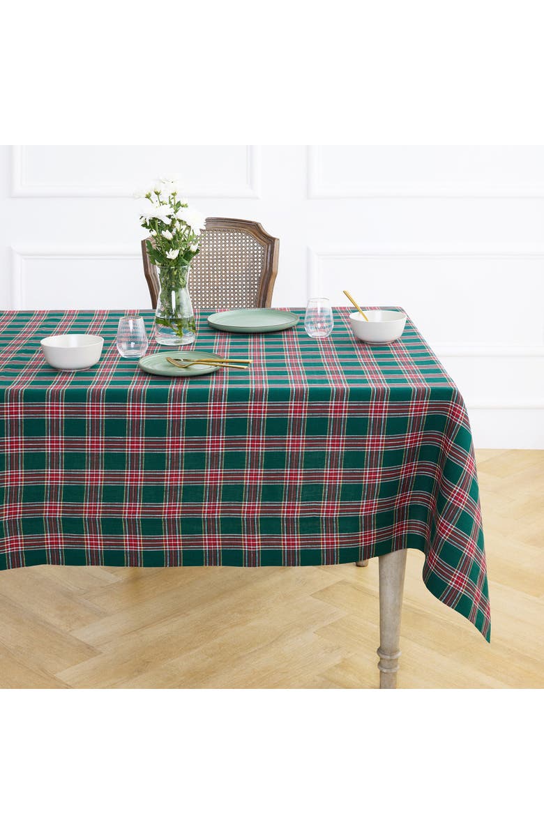 Solino Home Linen Tablecloth - Green Tartan Plaid, Main, color, Green