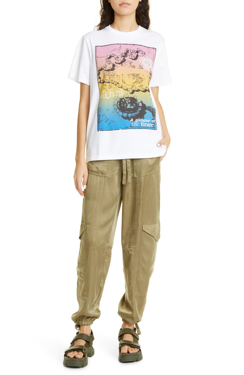 Ganni Washed Satin Cargo Pants, Alternate, color, 