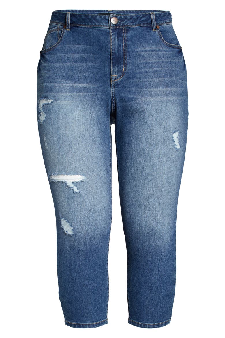 Distressed Capri Jeans, Alternate, color, CARIN