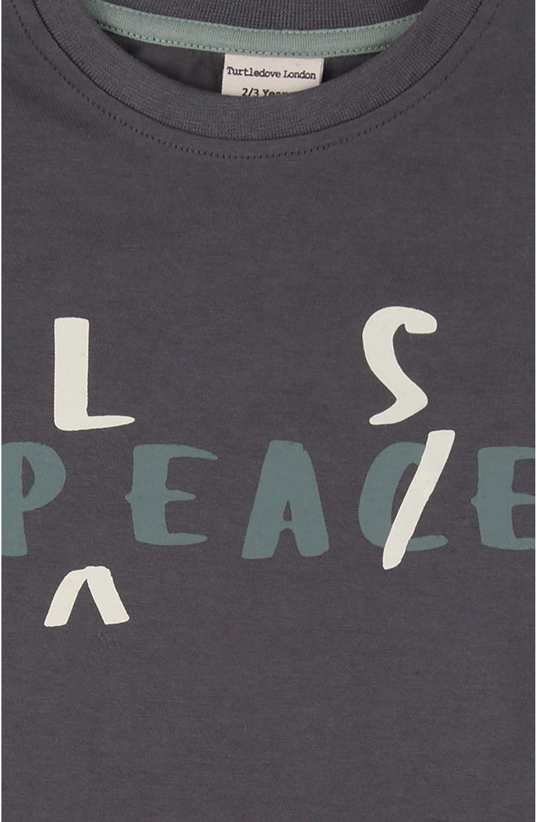 Turtledove London Kids Organic Cotton Peace Please Slogan Print T-Shirt, Alternate, color, Grey