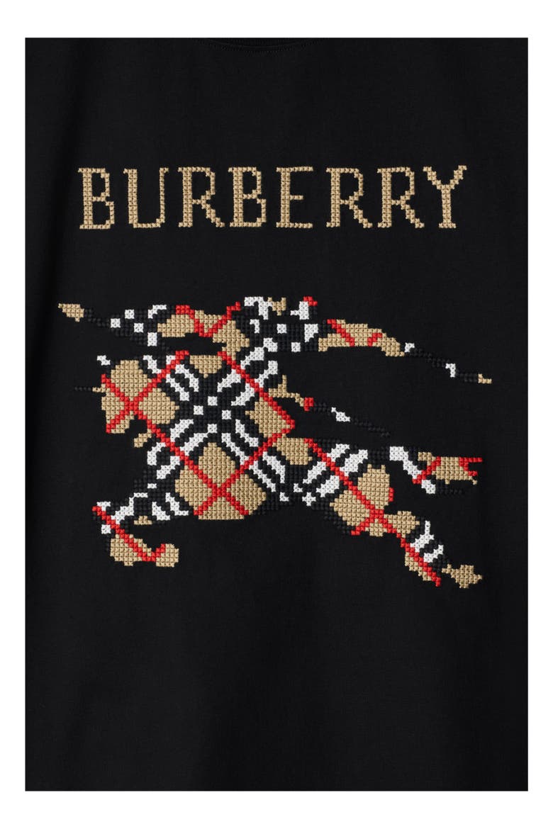 Cross Stitch Knight Cotton T-shirt, Alternate, color, Black