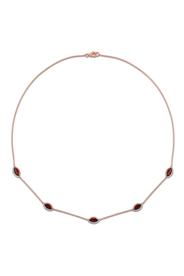 Birthstone & Diamond Station Necklace 14k Gold, Alternate, color, Garnet