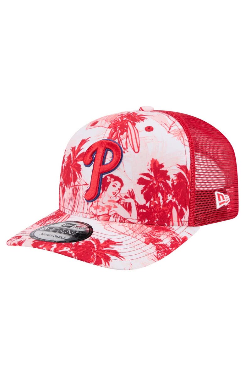 New Era Men's New Era Red Philadelphia Phillies Hula Trucker 9SEVENTY Adjustable Hat, Main, color, Red