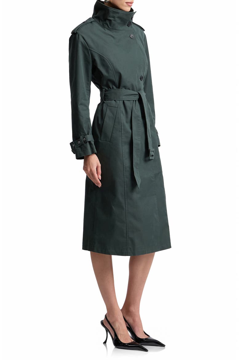 Belted Cotton Blend Trench Coat, Alternate, color, SEAGRASS