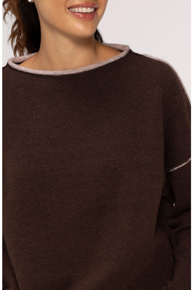 Cozy Knit Mock Neck Sweater, Alternate, color, HEATHER ESPRESSO TIP